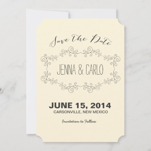 de krabbel werveling bewaart de datum save the date (Voorkant)