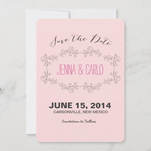 de krabbel werveling bewaart de datum save the date (Voorkant)