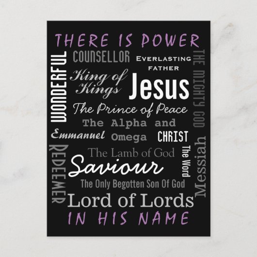 De krachtige naam van Jezus Christelijk Briefkaart (Voorkant)