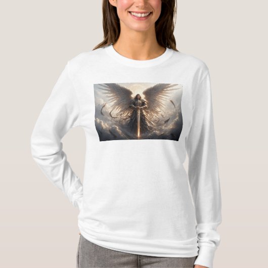 De krachtige St Michael vrouwen lange mouw T-shirt (Voorkant)