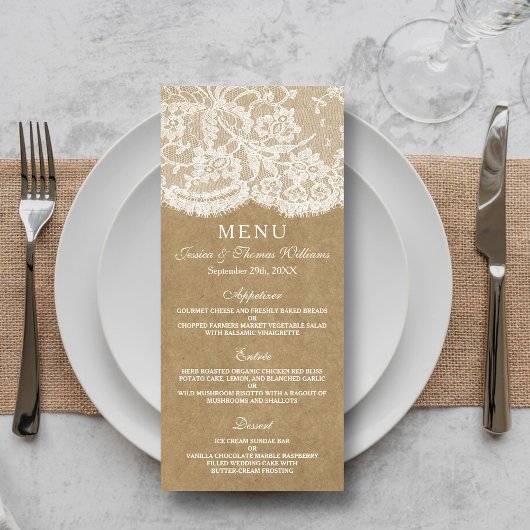 De Kraft & Lace Wedding Collectie Menu Sjablonen