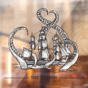 De Kraken Octopus Zeilschip Zeevaart Raamsticker
