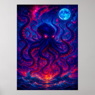 De Kraken stijgt op uit de Ocean Fantasy Poster