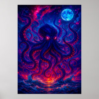 De Kraken stijgt op uit de Ocean Fantasy Poster