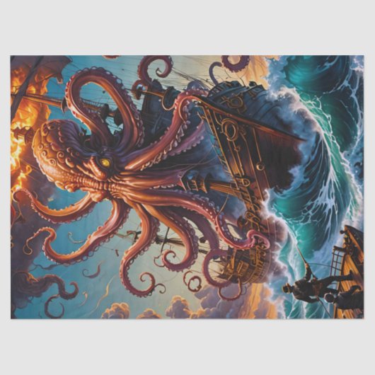 De Kraken Zee Monster Decoupage Tissuepapier (Voorkant)