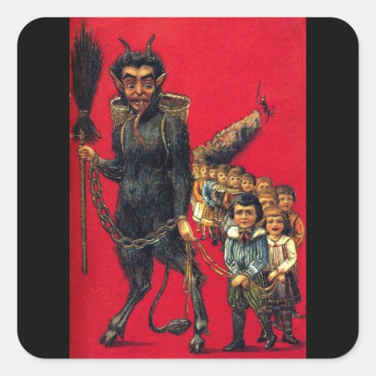 De Krampus Vierkante Sticker (Voorkant)
