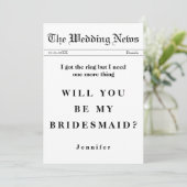 De krant heeft de ring als mijn bruidsmeisje kaart (Staand voorkant)