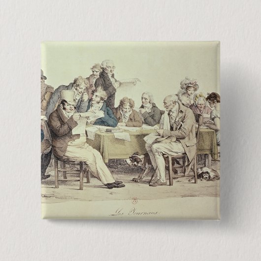 De krant vierkante button 5,1 cm (Voorkant)