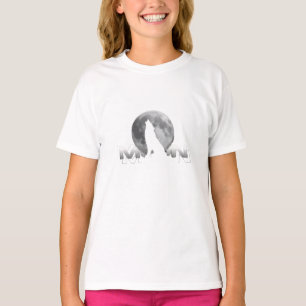 de kreet van de wolf onder de volle maan t-shirt