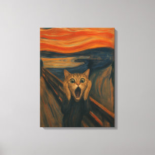 De krijsende kat-parodie Klassieke kunst grappig Canvas Afdruk