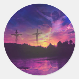 De Kroatie van Jezus Christus op het Kruis Ronde Sticker