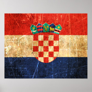 De  Kroatische vlag van Scratched en Worn Poster