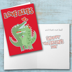 De krokodille Beten Valentijn van de Liefde Feestdagen Kaart