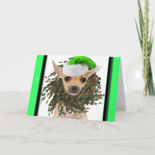 De Kroon & het Pet van Kerstmis van Chihuahua Feestdagen Kaart