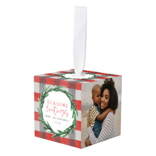 De kroon van de de groetenwaterverf van seizoenen kubus ornament