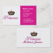 De kroon van de prinses in heet roze visitekaartje (Voorkant / Achterkant)