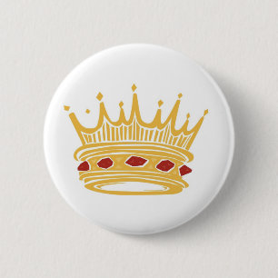 De Kroon van een Gouden Koning met Juwelen Ronde Button 5,7 Cm