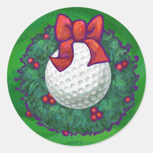 De Kroon van Kerstmis van de golfbal op Groen Ronde Sticker