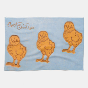 De Kuikens van de Groeten van Pasen in Blauw Theedoek