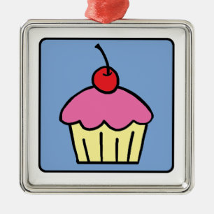 De Kunst Cupcake die van de Klem van de cartoon Metalen Ornament
