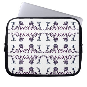 De kunst van de liefde: elegante letters en bloeie laptop sleeve