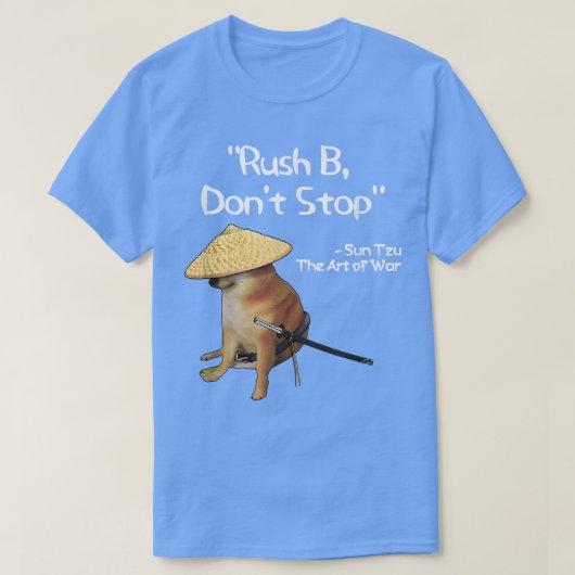De kunst van het oorlogsthema Rush B Samurai Doge T-shirt (Design voorkant)