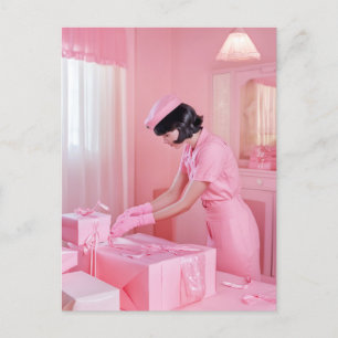 De kunst van het roze cadeauverpakking briefkaart