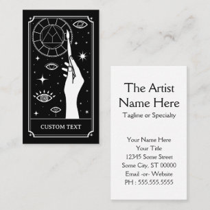 De kunstenaar Tarot aangepaste tekst Visitekaartje