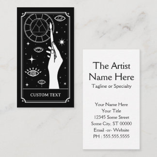 De kunstenaar Tarot aangepaste tekst Visitekaartje