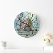 De kunstklok van Thinker Fairy en Owl Fantasy Grote Klok (Huis)