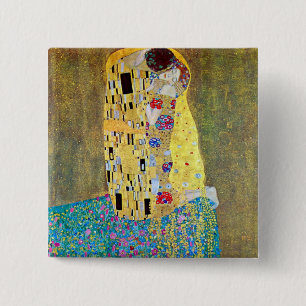 De Kus 2 van Gustav Klimt Vierkante Button 5,1 Cm