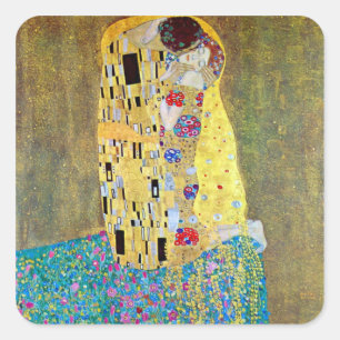 De Kus 2 van Gustav Klimt Vierkante Sticker