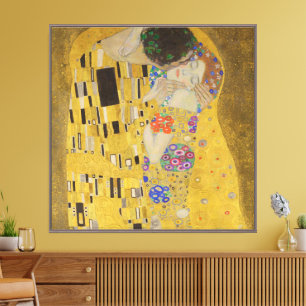 De Kus, Art Nouveau Olie Schilderij, Gustav Klimt Canvas Afdruk