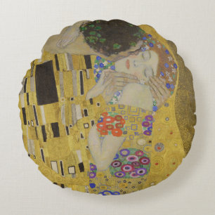 De Kus, Art Nouveau Olie Schilderij, Gustav Klimt Rond Kussen