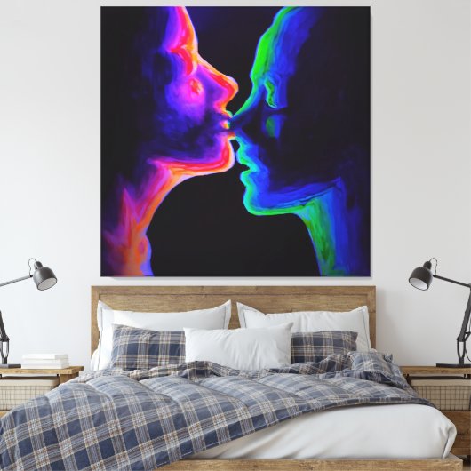 De kus canvas afdruk (Insitu (Slaapkamer))