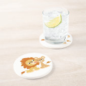De kus: Cute Cartoon Lion Couple Onderzetter (Zijkant)