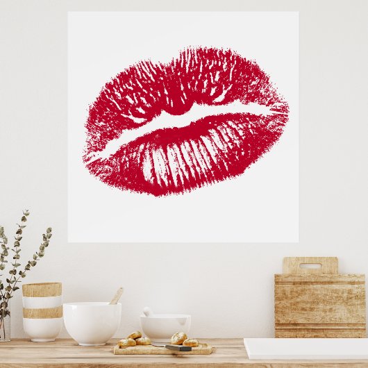 De kus, de rode lips poster (Keuken)