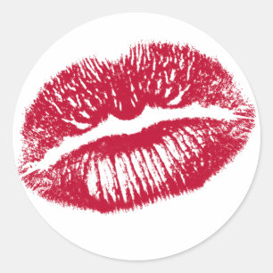 De kus, de rode lips ronde sticker