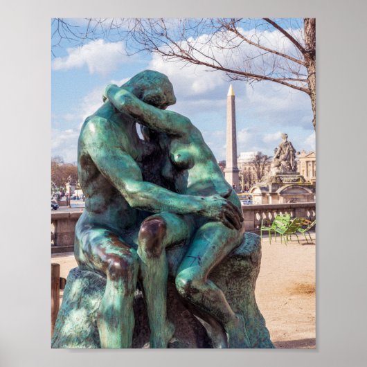 De Kus door Auguste Rodin in de Tuilerieën, Parijs Poster (Voorkant)