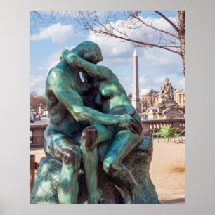 De Kus door Auguste Rodin in de Tuilerieën, Parijs Poster