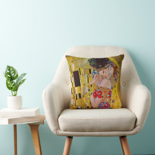 De Kus door Gustav Klimt, Vintage Art Nouveau Kussen