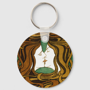De Kus Peter Behrens Art Nouveau Oude Kunst Sleutelhanger