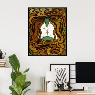 De Kus Peter Behrens Art Nouveau Vintage Kunst Poster