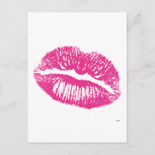 De kus, roze lips briefkaart