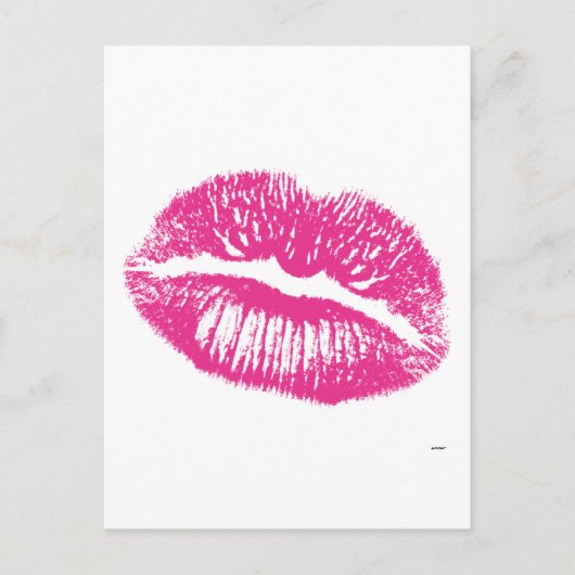 De kus, roze lips briefkaart (Voorkant)
