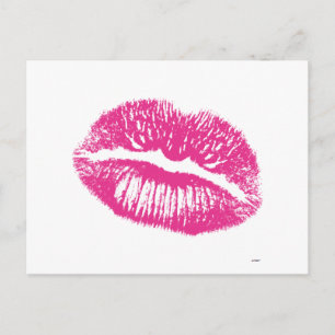 De kus, roze lips briefkaart