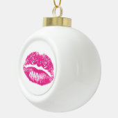 De kus, roze lips keramische bal ornament (Rechts)