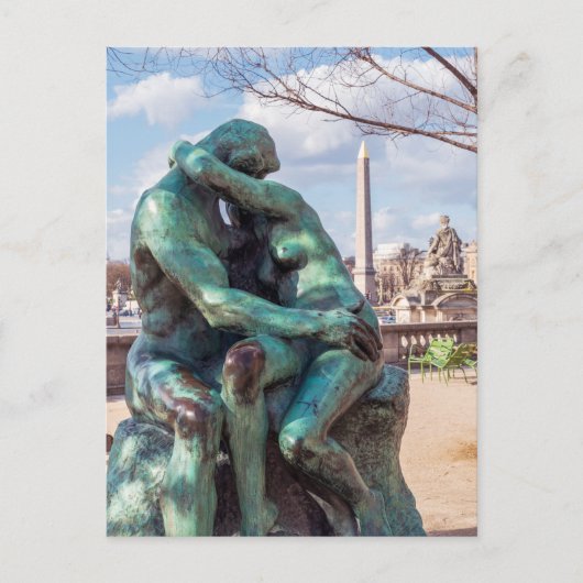 De Kus van Auguste Rodin in de Tuilerieën, Parijs Briefkaart (Voorkant)