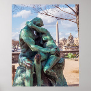 De kus van Auguste Rodin op de Tuileries in Parijs Poster