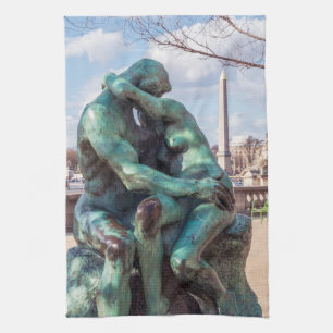 De kus van Auguste Rodin op de Tuileries in Parijs Theedoek